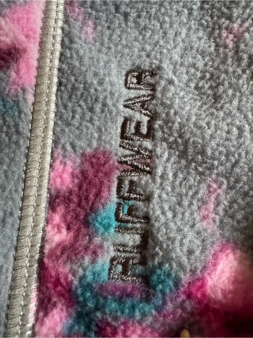 Ruffwear Dog Fleece Pullover - Gray with Pink Floral medium